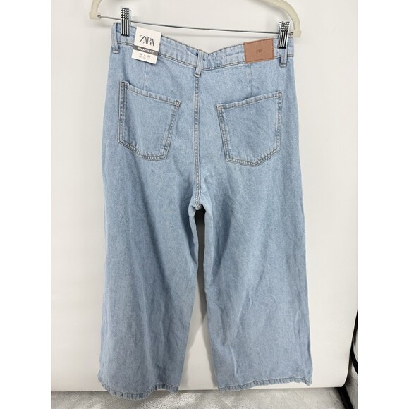 ZARA NEW WOMAN VERY-WIDE LOW-RISE PALAZZO JEANS PANT - Picture 2 of 3